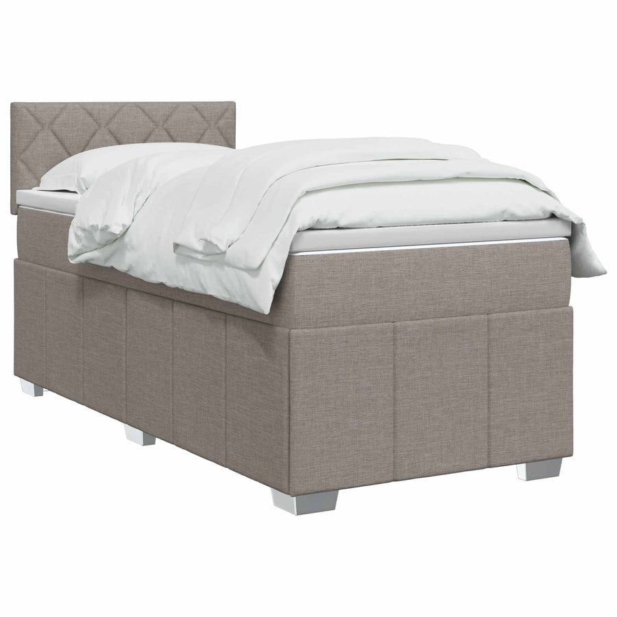 Boxspringbed met matras met hoofdeinde Taupe 100 x 200 cm Stof