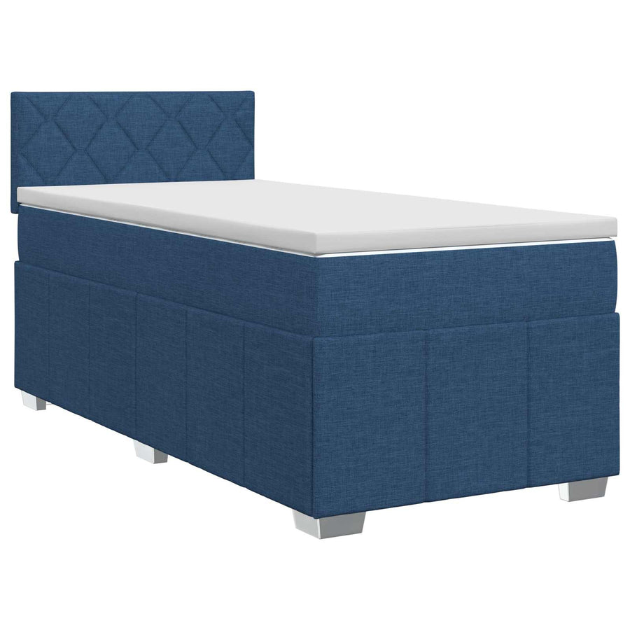 Boxspringbed met matras met hoofdeinde Blauw 100 x 200 cm Stof