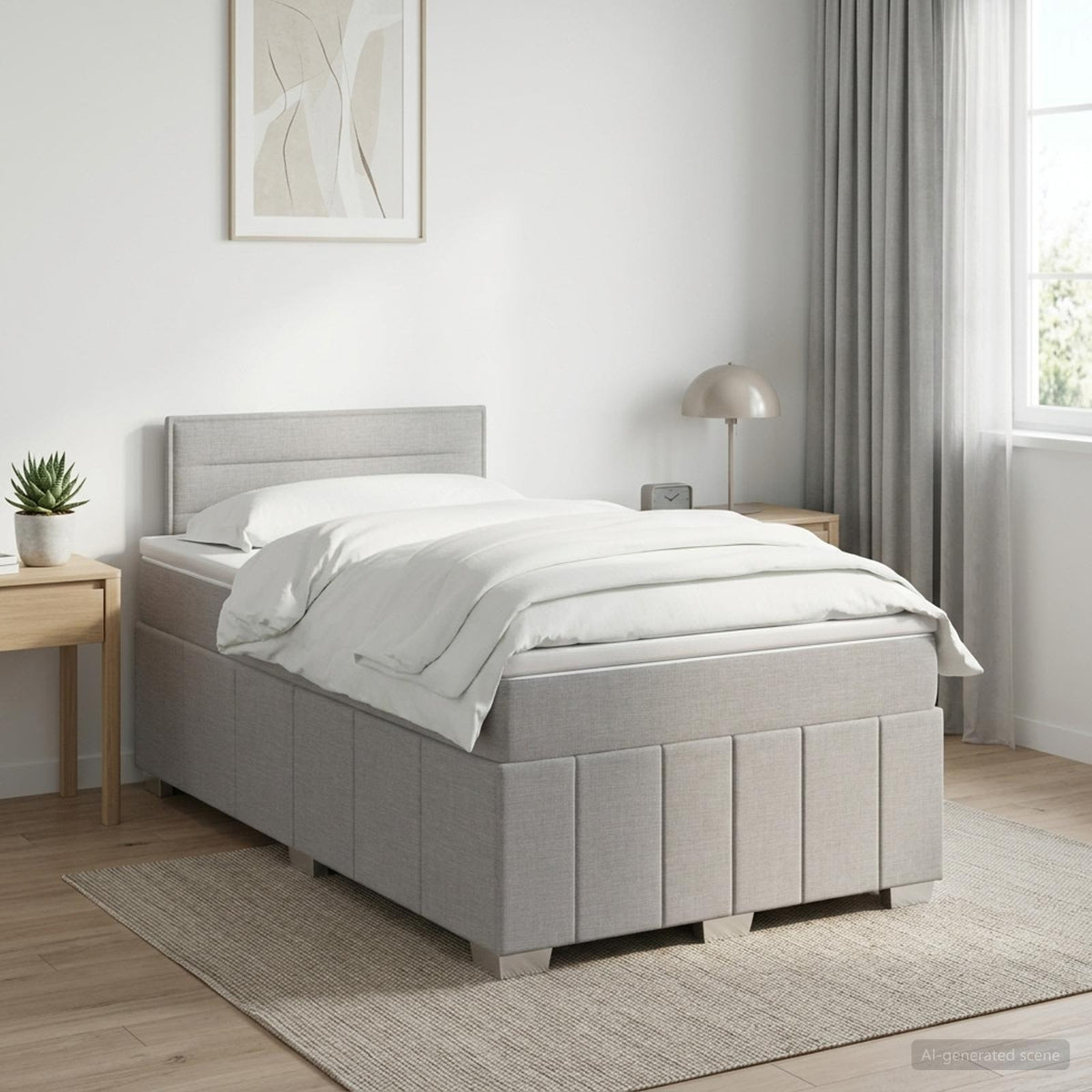 Boxspringbed met matras Lichtgrijs 120 x 190 cm Stof