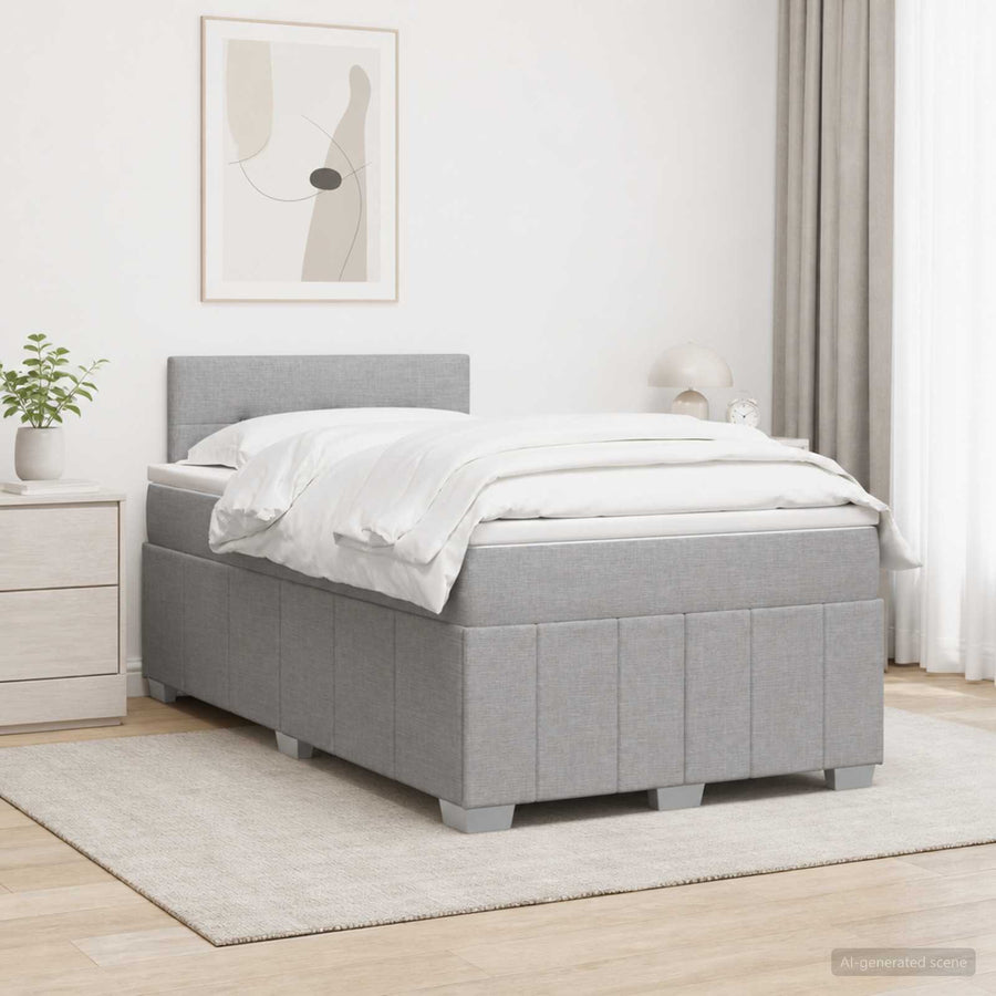 Boxspringbed met matras Lichtgrijs 120 x 190 cm Stof