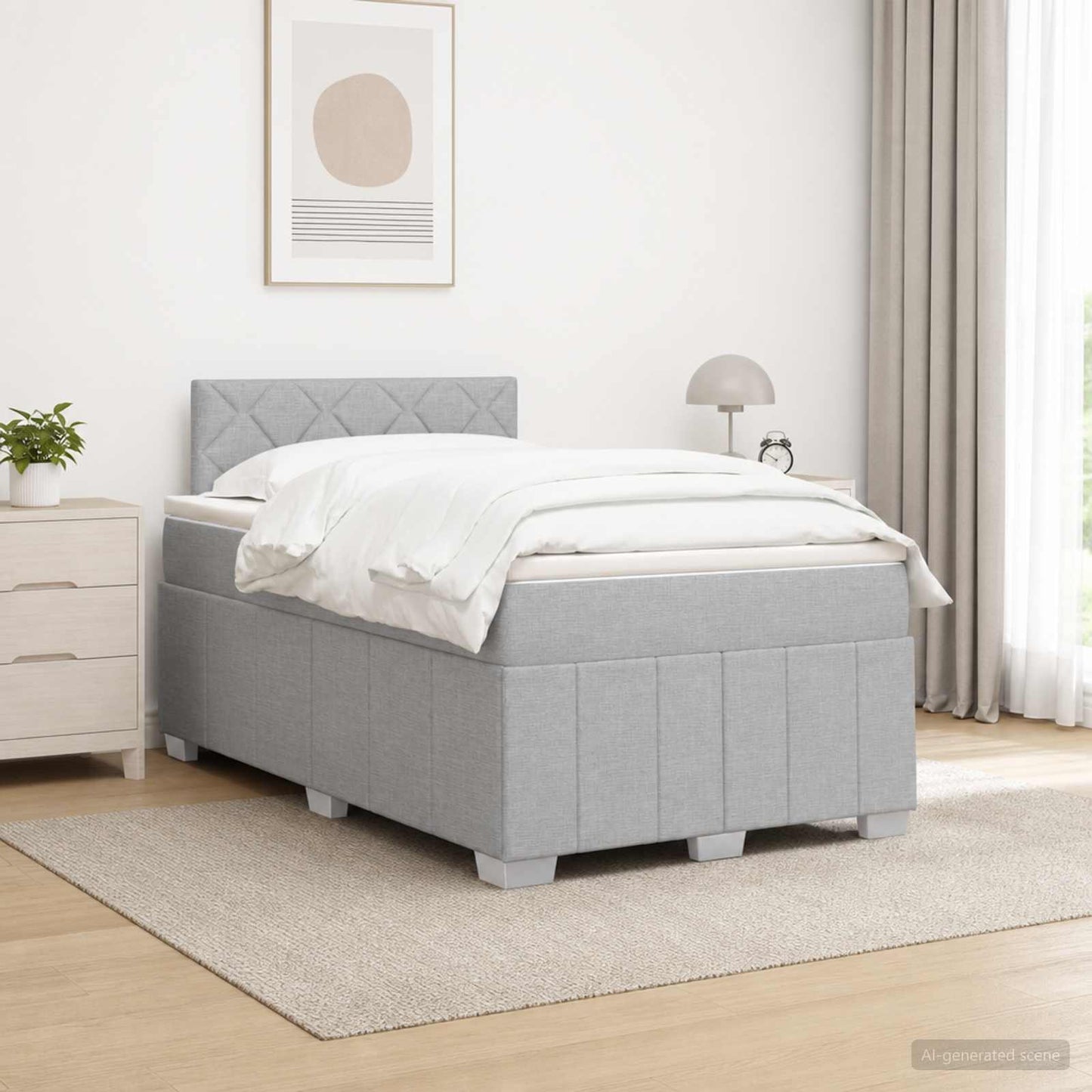 Boxspringbed met matras Lichtgrijs 120 x 200 cm Stof
