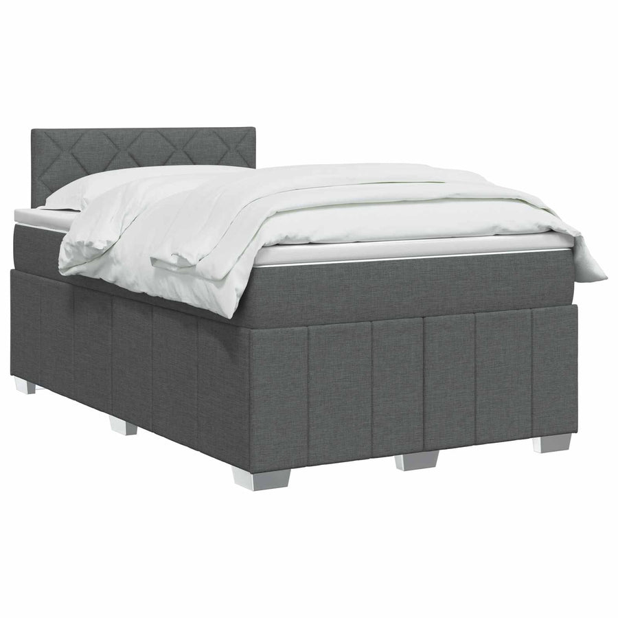 Boxspringbed met matras Donkergrijs 120 x 190 cm Stof