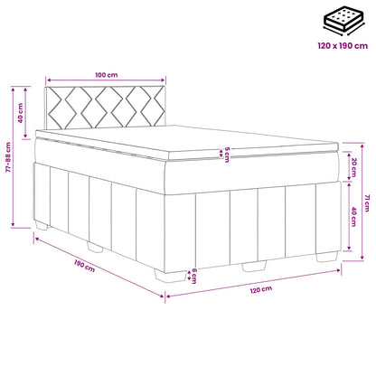 Boxspringbed met matras Crèmekleurig 120 x 190 cm Stof