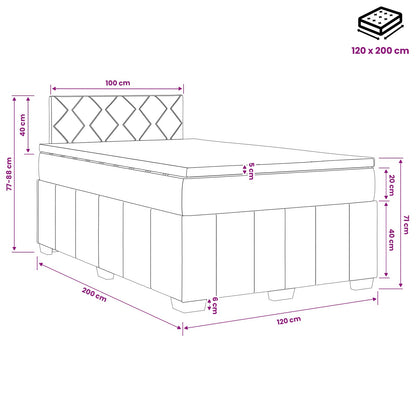 Boxspringbed met matras Lichtgrijs 120 x 200 cm Stof