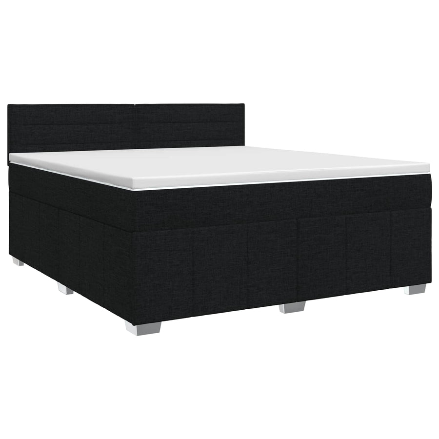 Boxspringbed met matras met hoofdeinde Zwart 140 x 190 cm Stof