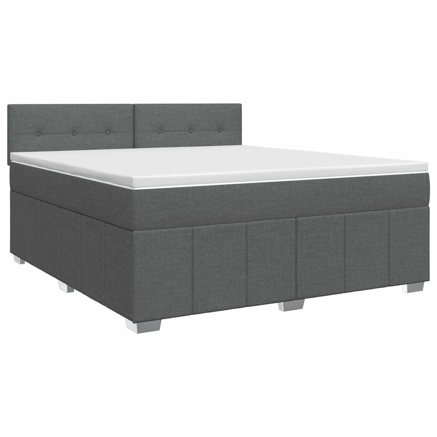 Boxspringbed met matras Donkergrijs 140 x 190 cm Stof