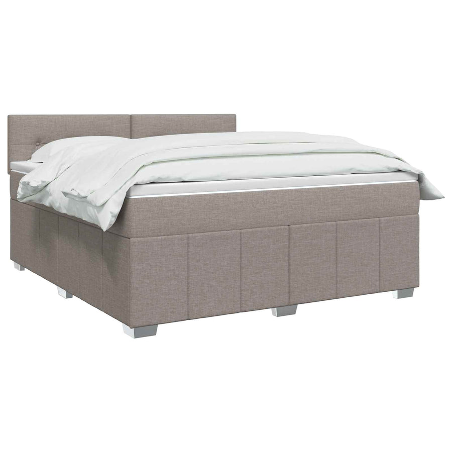 Boxspringbed met matras met hoofdeinde Taupe 140 x 190 cm Stof