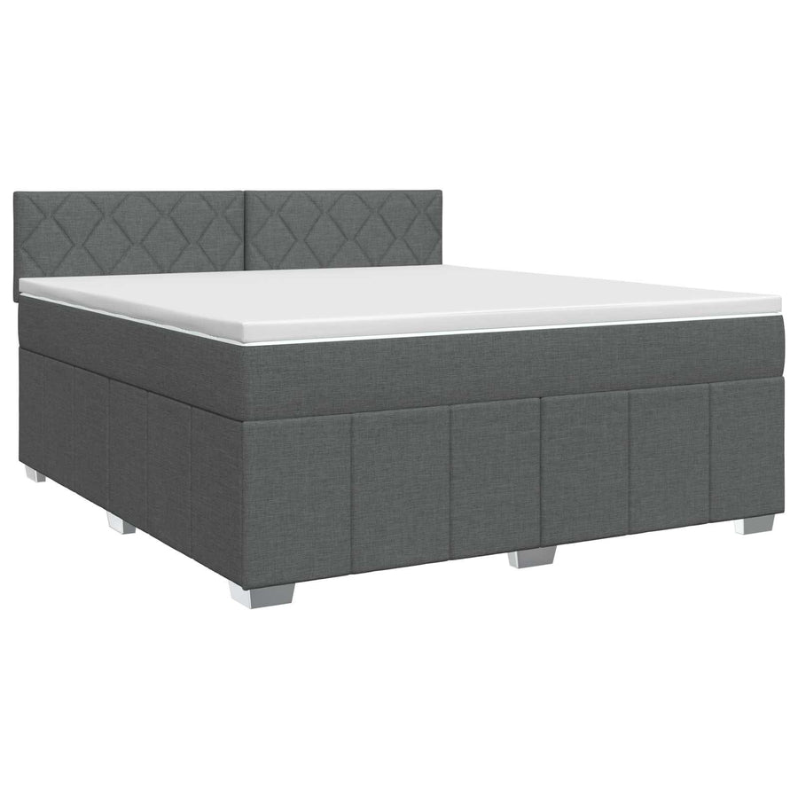 Boxspringbed met matras Donkergrijs 140 x 190 cm Stof