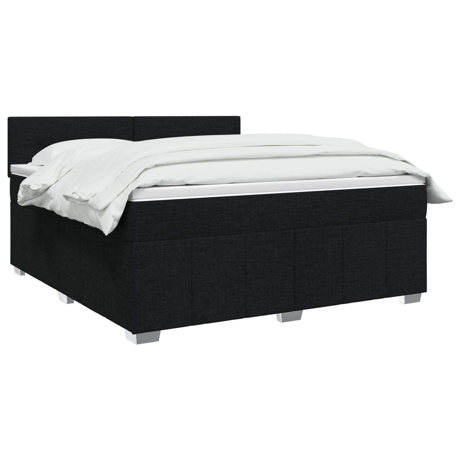 Boxspringbed met matras met hoofdeinde Zwart 140 x 200 cm Stof