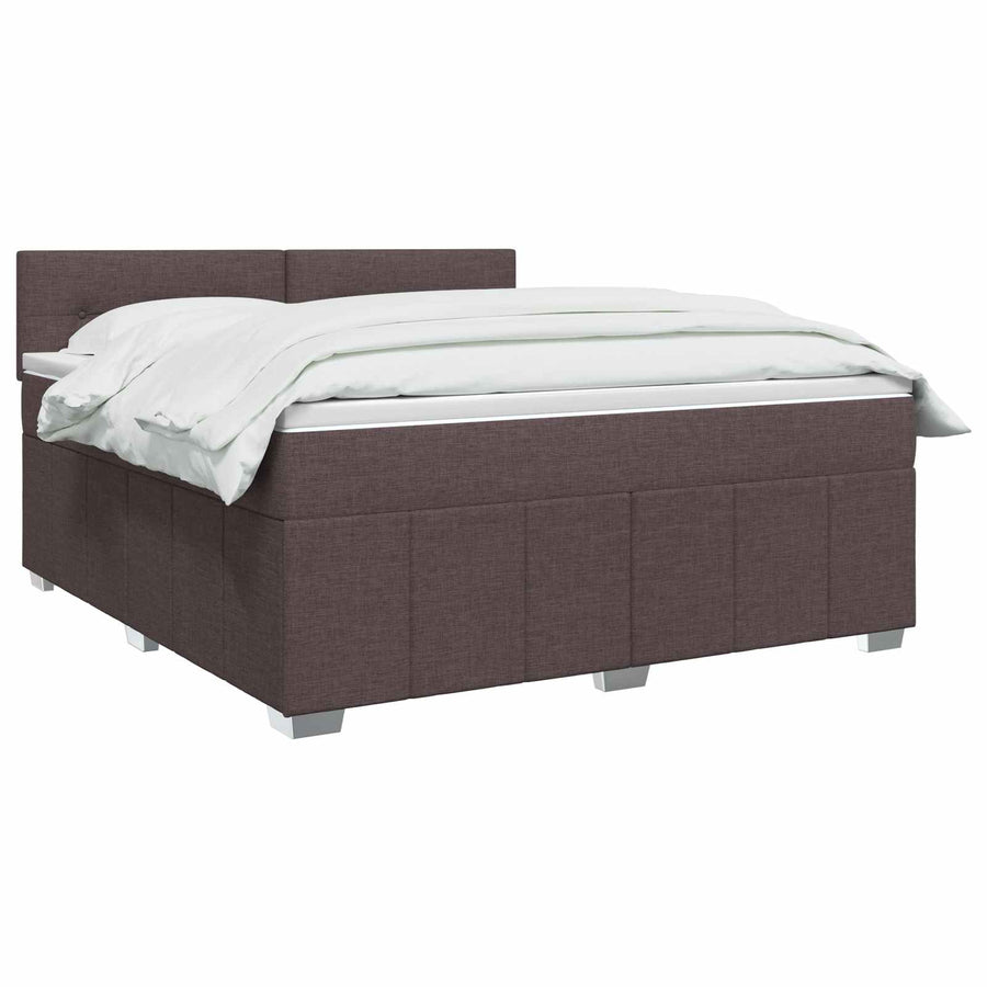 Boxspringbed met matras Donkerbruin 140 x 200 cm Stof