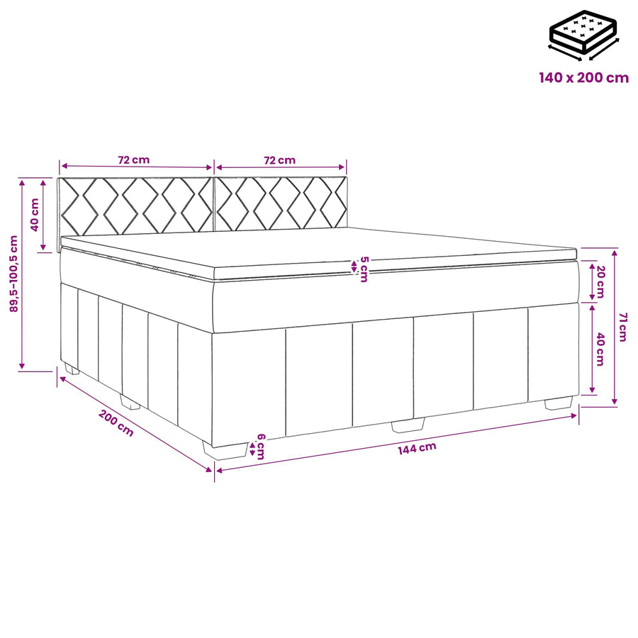 Boxspringbed met matras Crèmekleurig 140 x 200 cm Stof