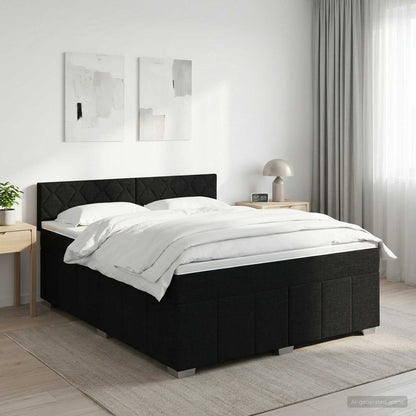 Boxspringbed met matras met hoofdeinde Zwart 140 x 200 cm Stof