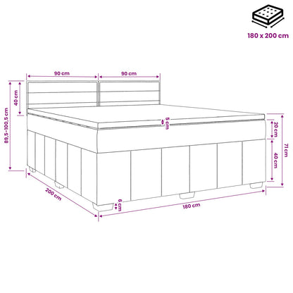 Boxspringbed met matras Lichtgrijs 180 x 200 cm Stof