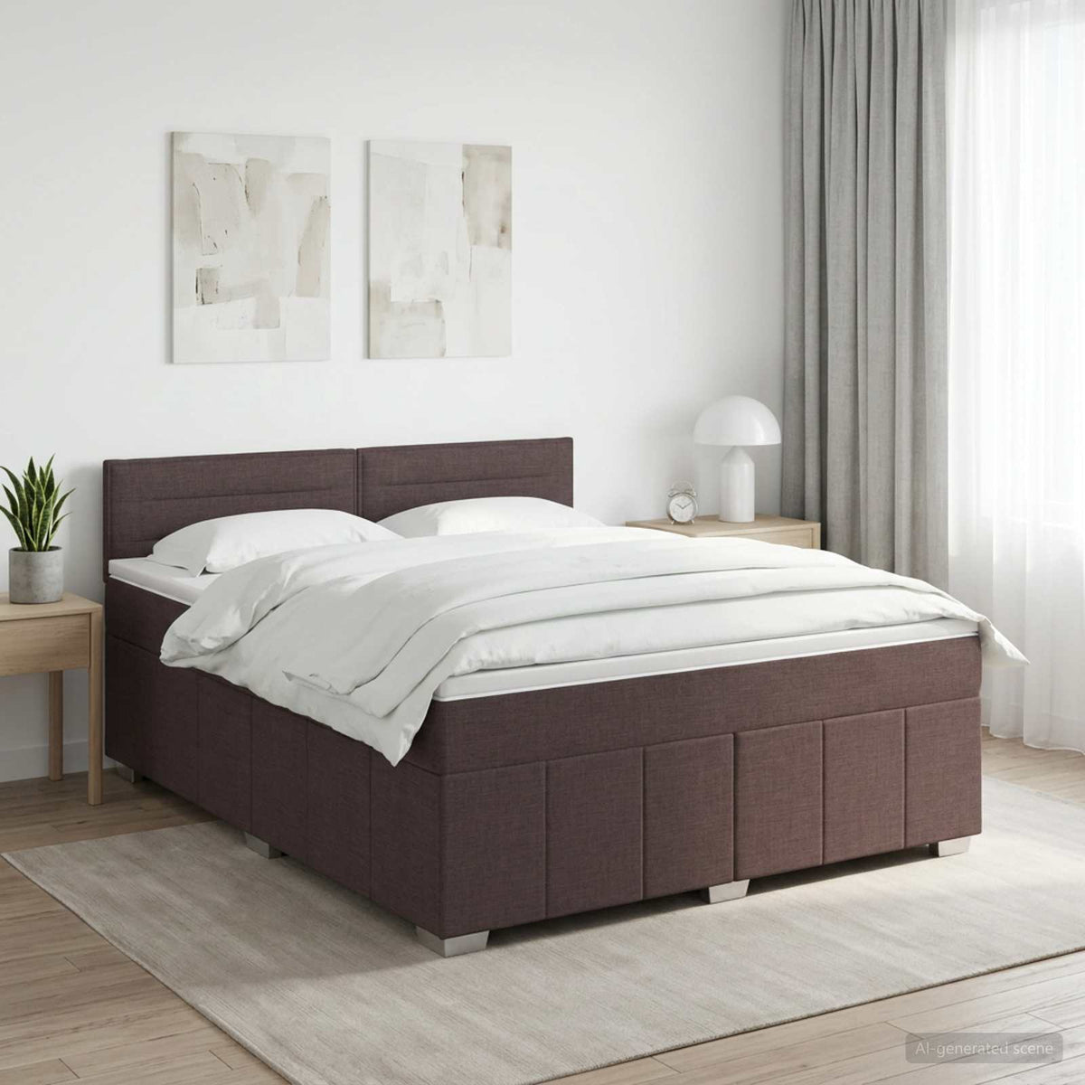 Boxspringbed met matras Donkerbruin 160 x 200 cm Stof