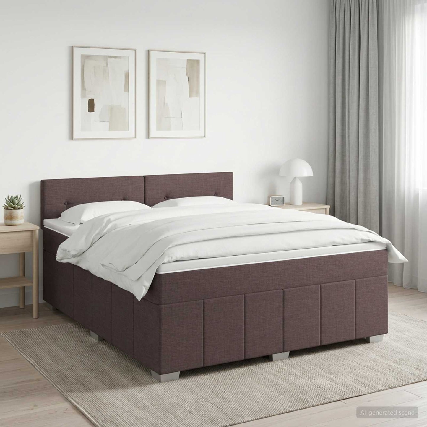 Boxspringbed met matras Donkerbruin 180 x 200 cm Stof