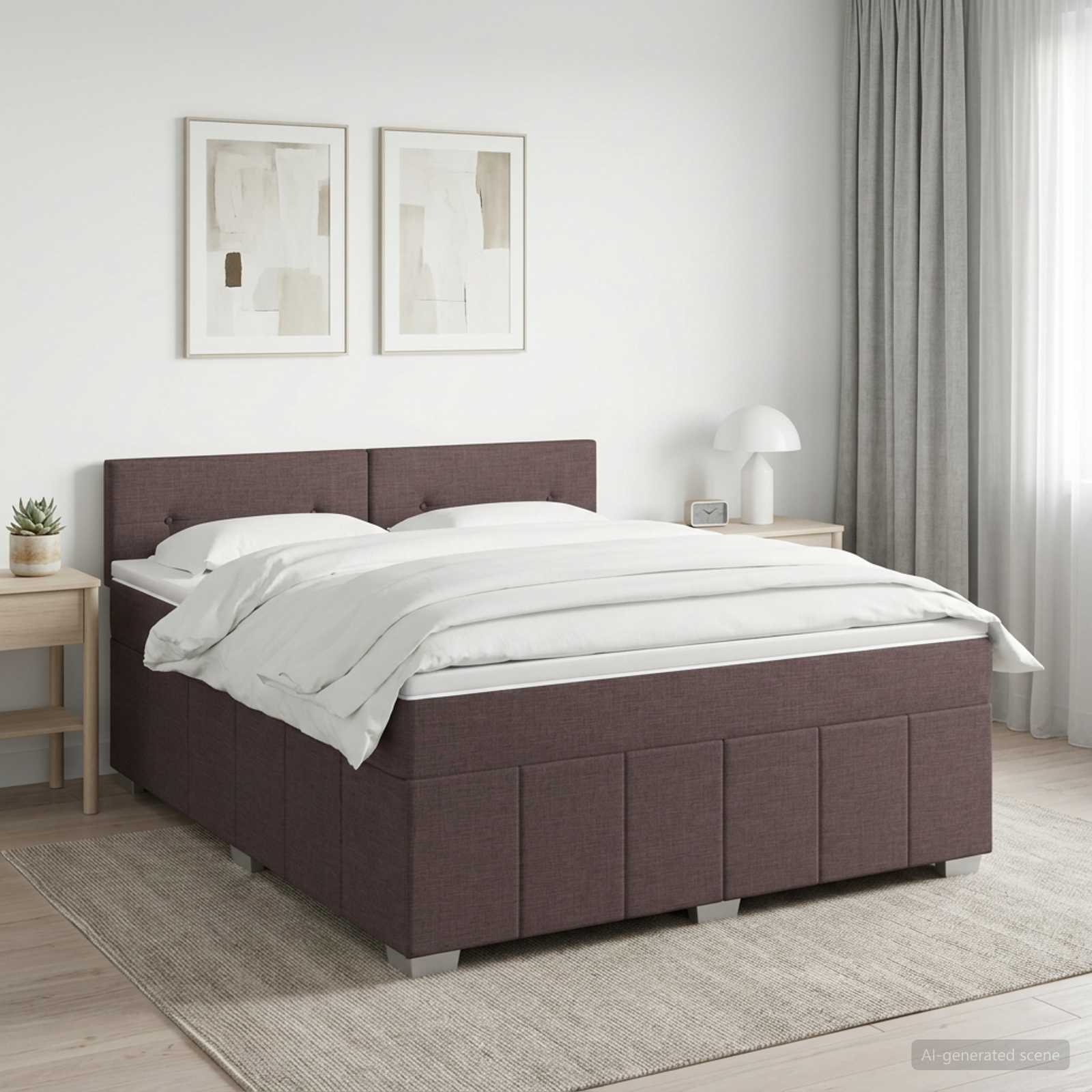 Boxspringbed met matras Donkerbruin 180 x 200 cm Stof