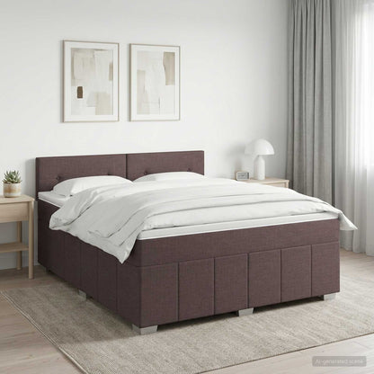 Boxspringbed met matras Donkerbruin 180 x 200 cm Stof