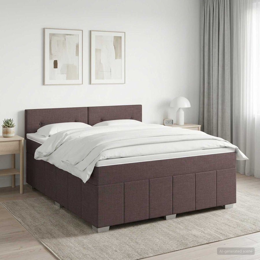 Boxspringbed met matras Donkerbruin 180 x 200 cm Stof