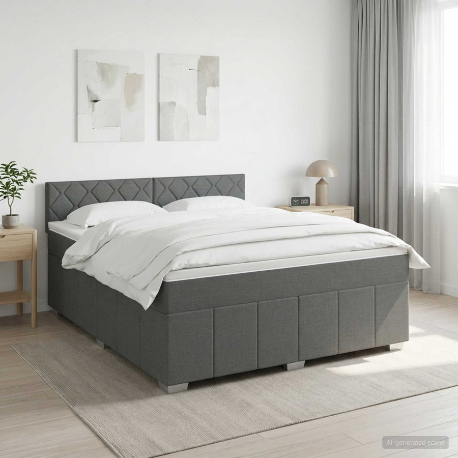Boxspringbed met matras Donkergrijs 140 x 200 cm Stof