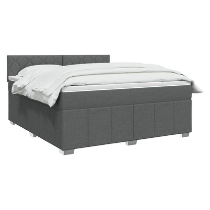 Boxspringbed met matras Donkergrijs 180 x 200 cm Stof