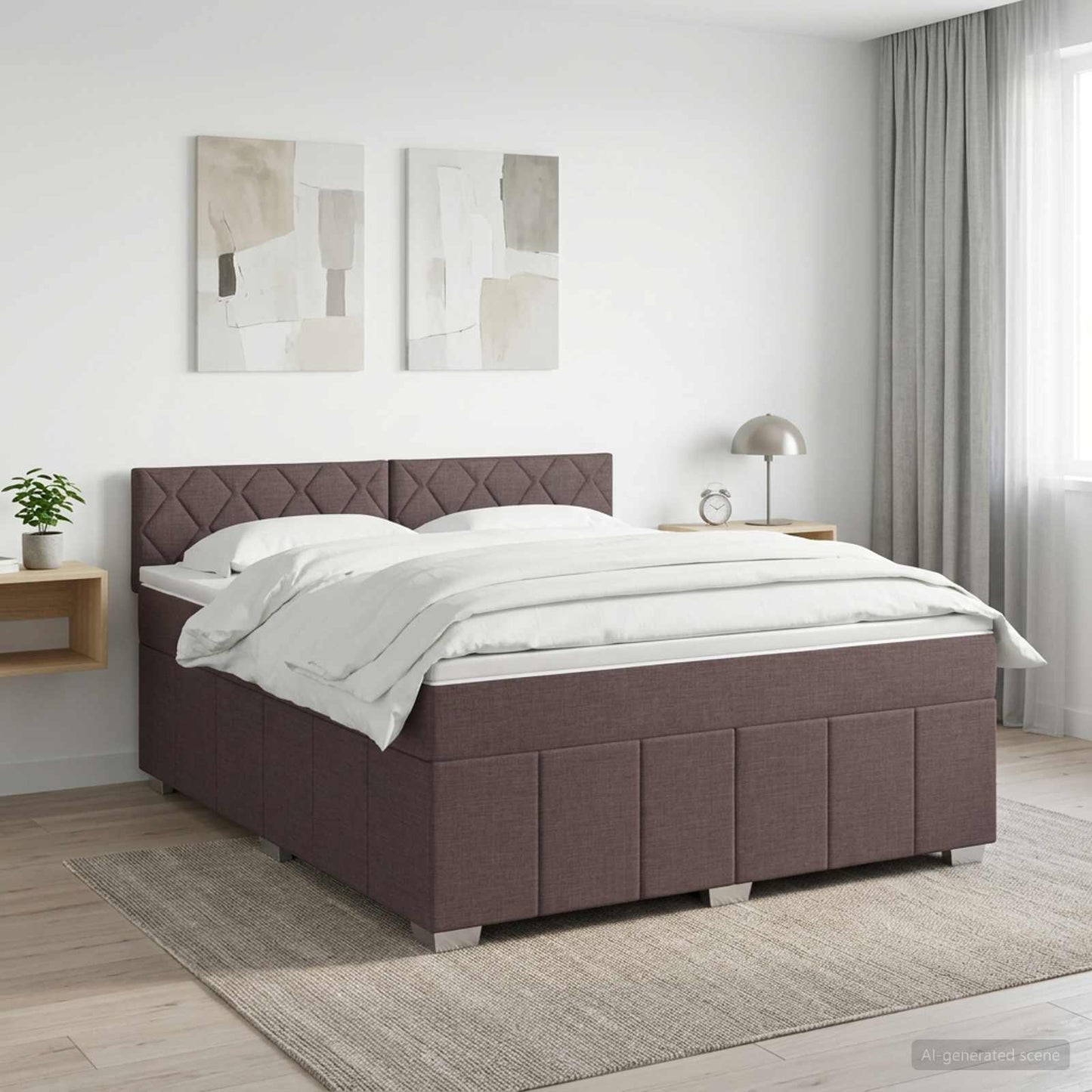 Boxspringbed met matras Donkerbruin 180 x 200 cm Stof