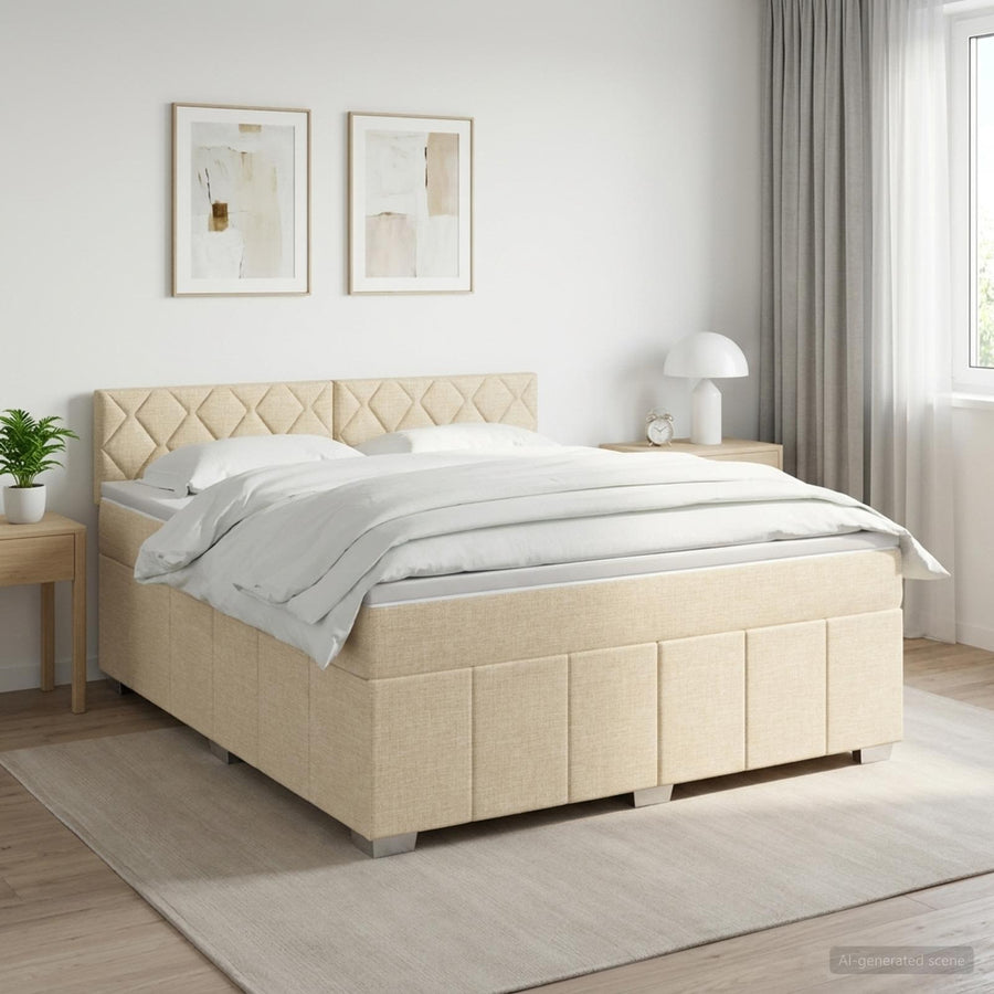 Boxspringbed met matras Crèmekleurig 140 x 200 cm Stof