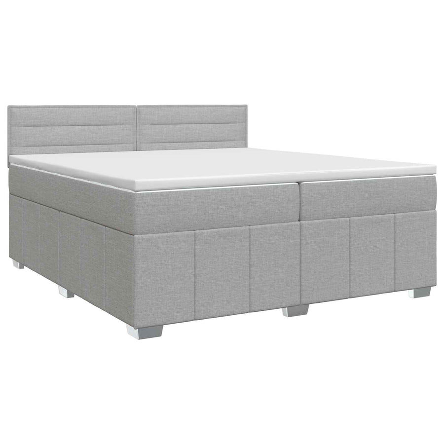 Boxspringbed met matras Lichtgrijs 200 x 200 cm Stof