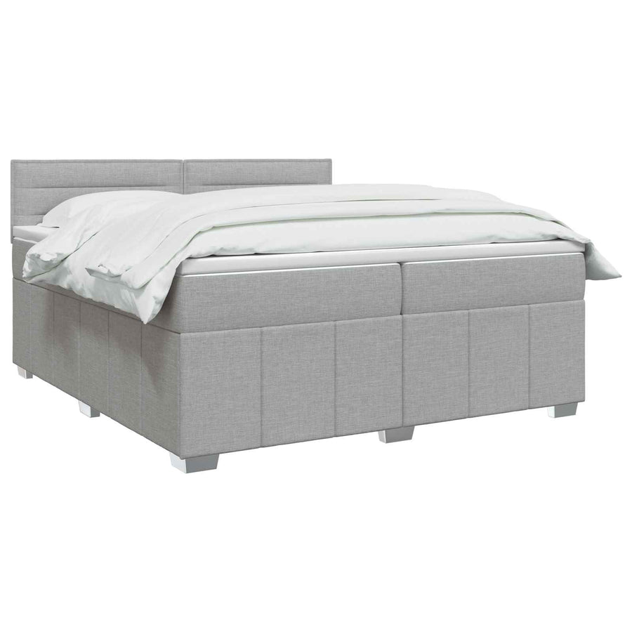 Boxspringbed met matras Lichtgrijs 200 x 200 cm Stof