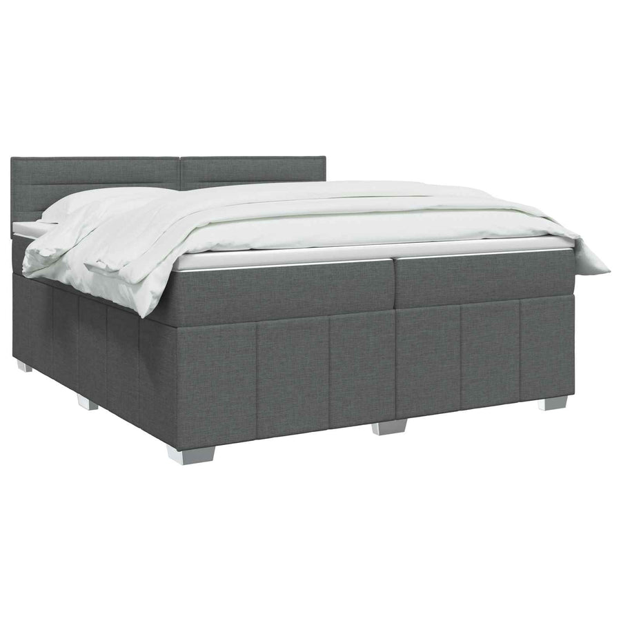 Boxspringbed met matras Donkergrijs 200 x 200 cm Stof
