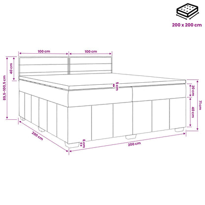 Boxspringbed met matras met hoofdeinde Blauw 200 x 200 cm Stof