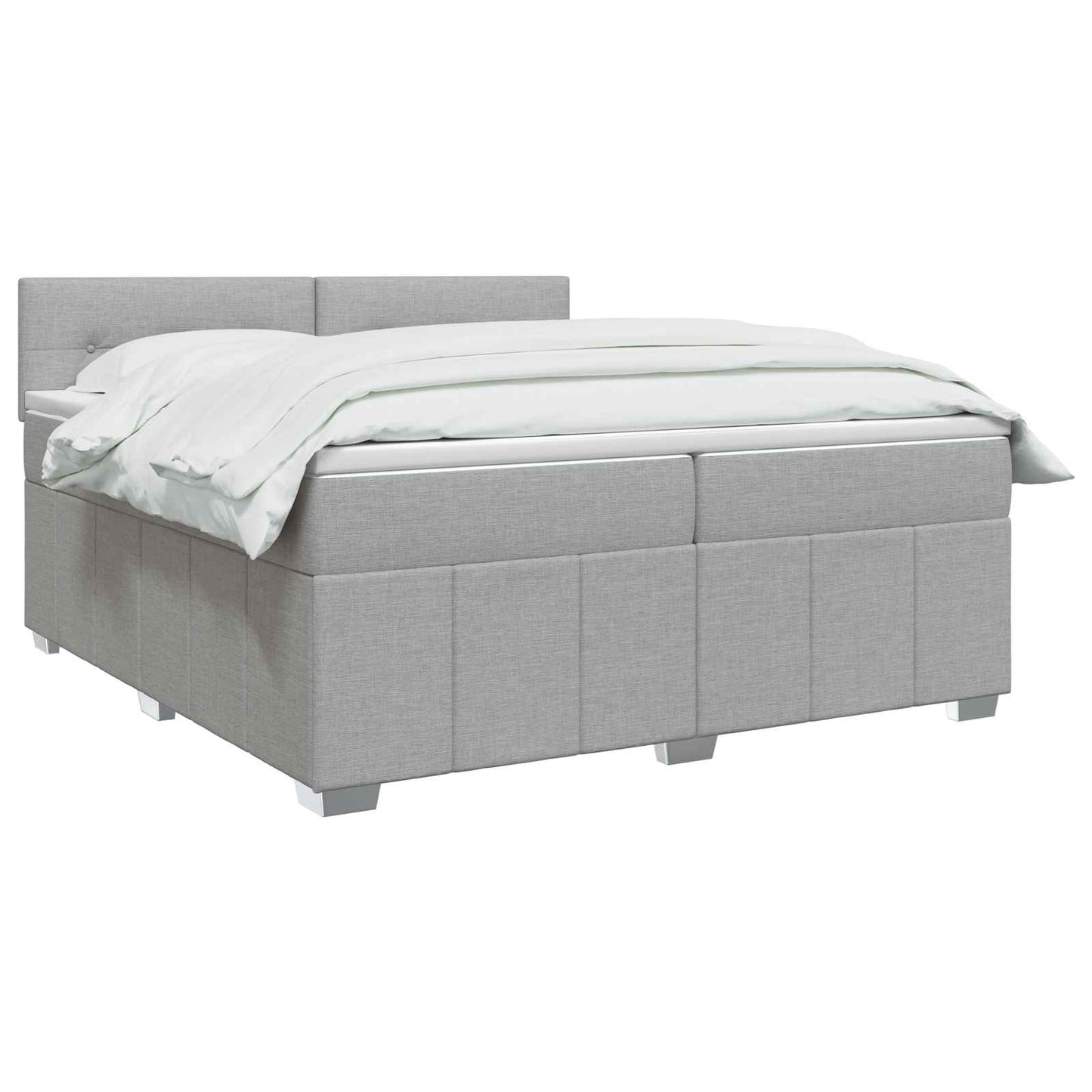 Boxspringbed met matras Lichtgrijs 200 x 200 cm Stof
