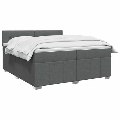 Boxspringbed met matras Donkergrijs 200 x 200 cm Stof