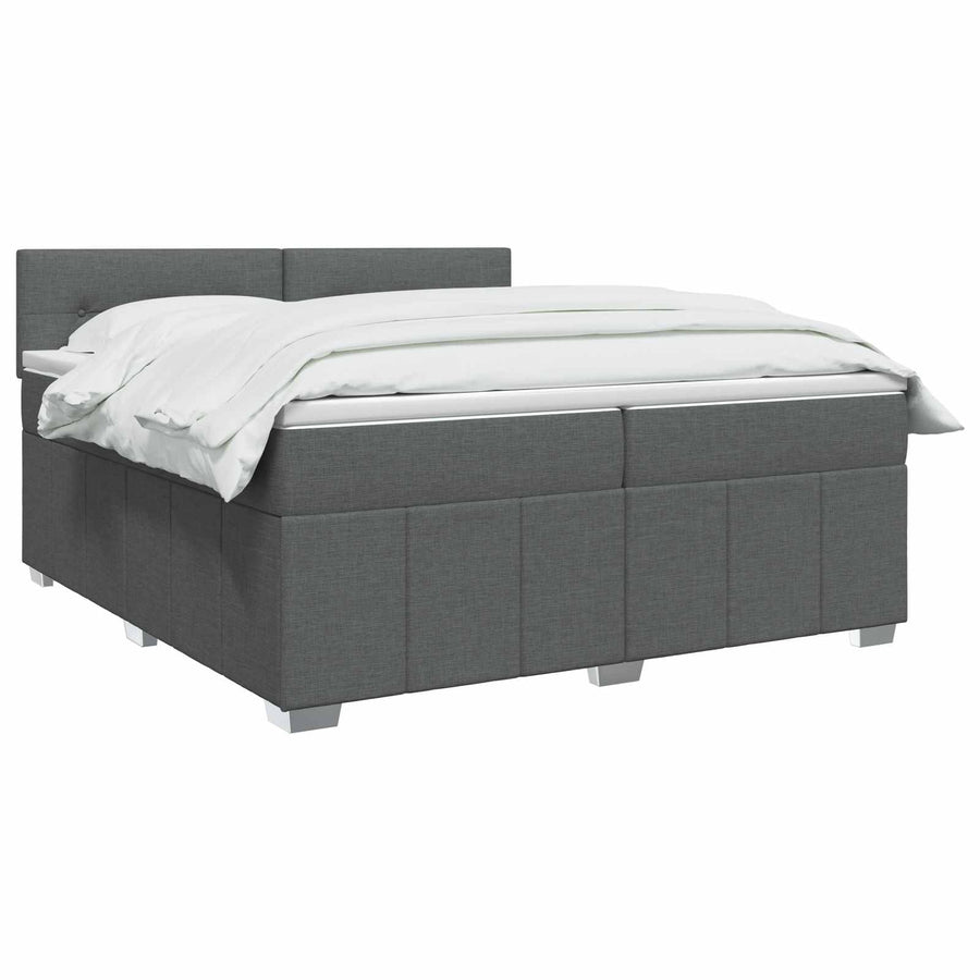 Boxspringbed met matras Donkergrijs 200 x 200 cm Stof