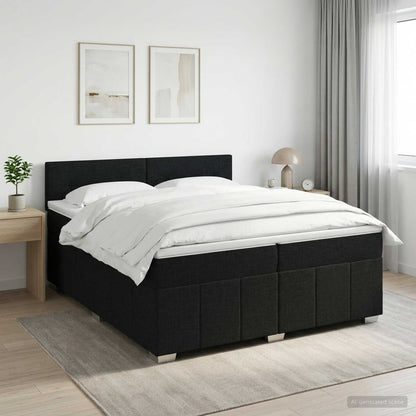 Boxspringbed met matras met hoofdeinde Zwart 200 x 200 cm Stof