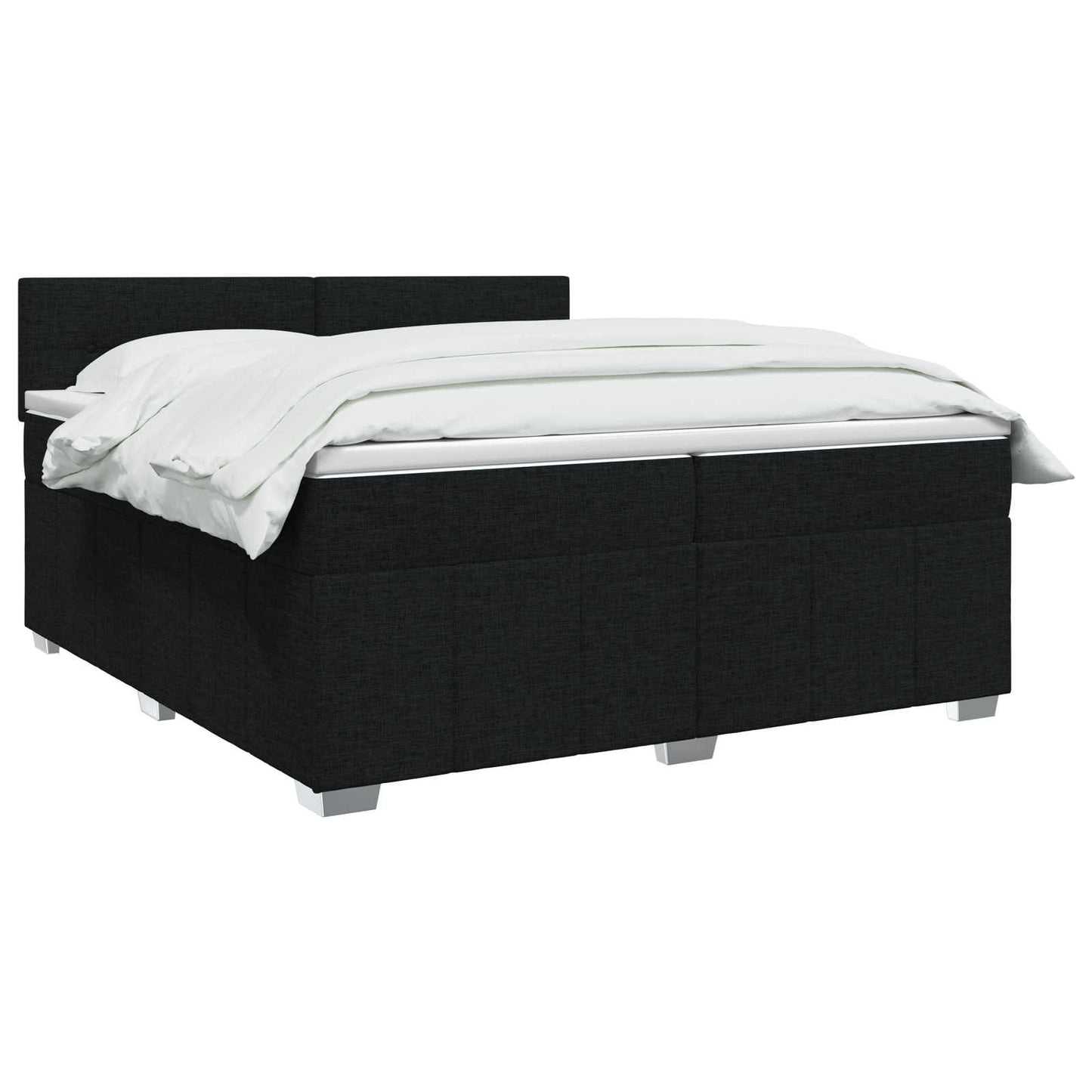 Boxspringbed met matras met hoofdeinde Zwart 200 x 200 cm Stof