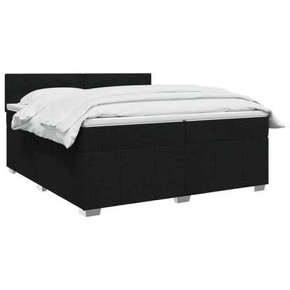 Boxspringbed met matras met hoofdeinde Zwart 200 x 200 cm Stof