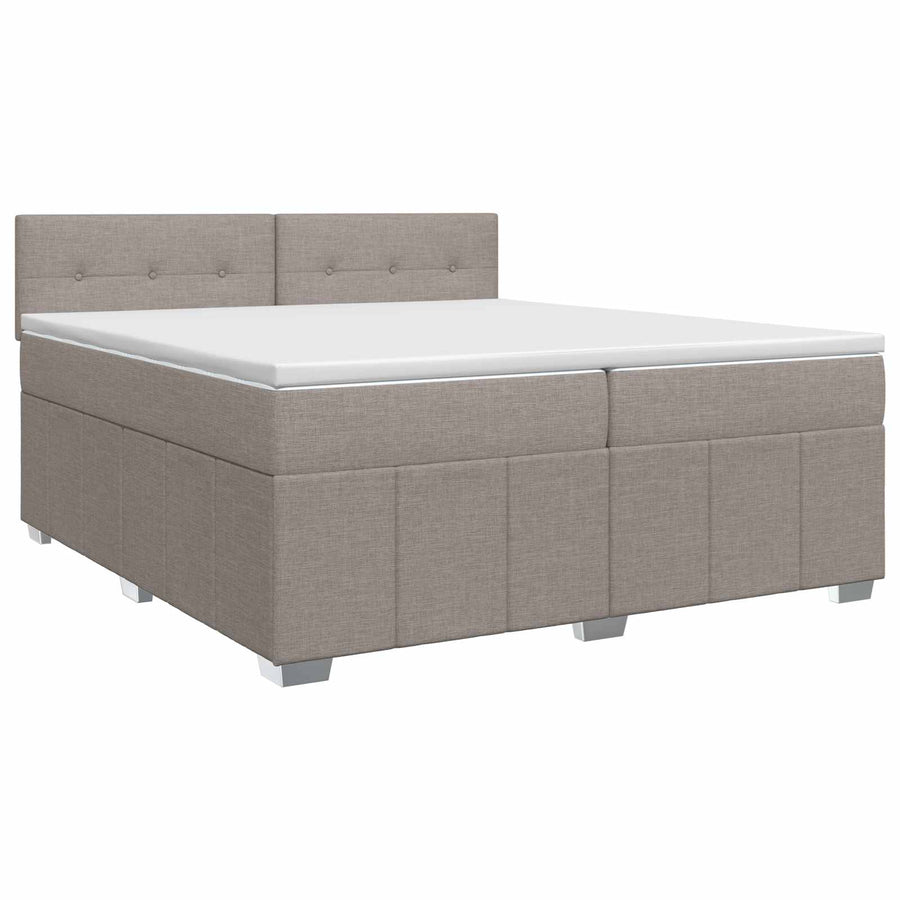 Boxspringbed met matras met hoofdeinde Taupe 200 x 200 cm Stof