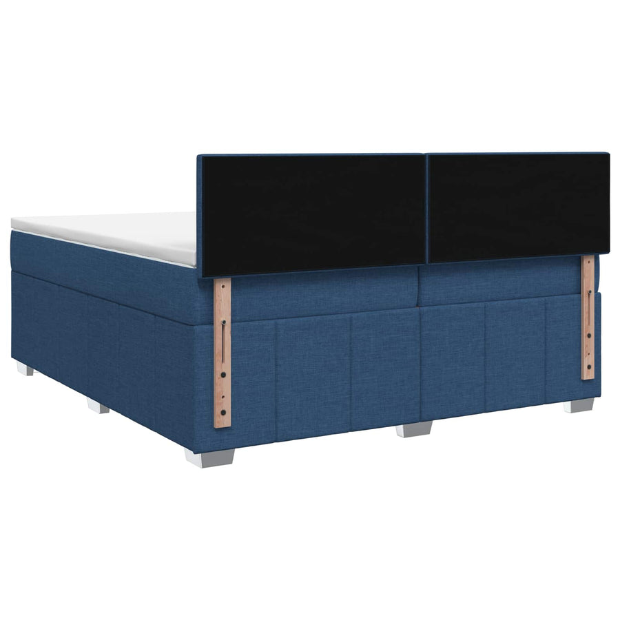 Boxspringbed met matras met hoofdeinde Blauw 200 x 200 cm Stof