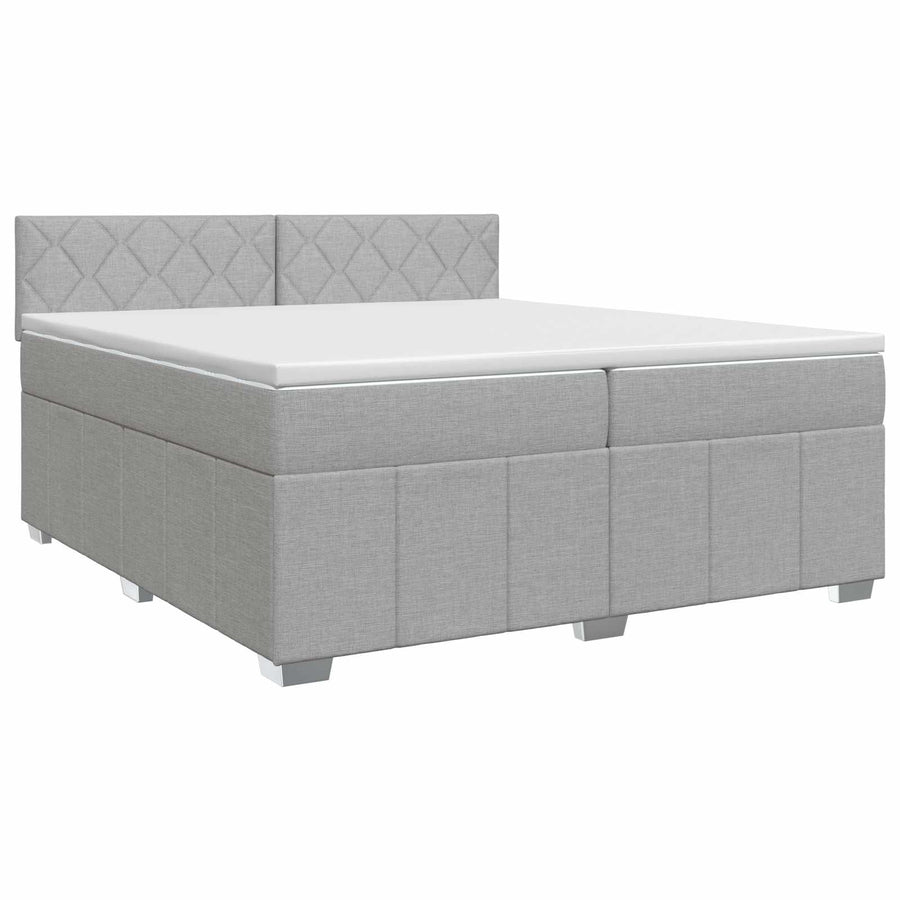 Boxspringbed met matras Lichtgrijs 200 x 200 cm Stof