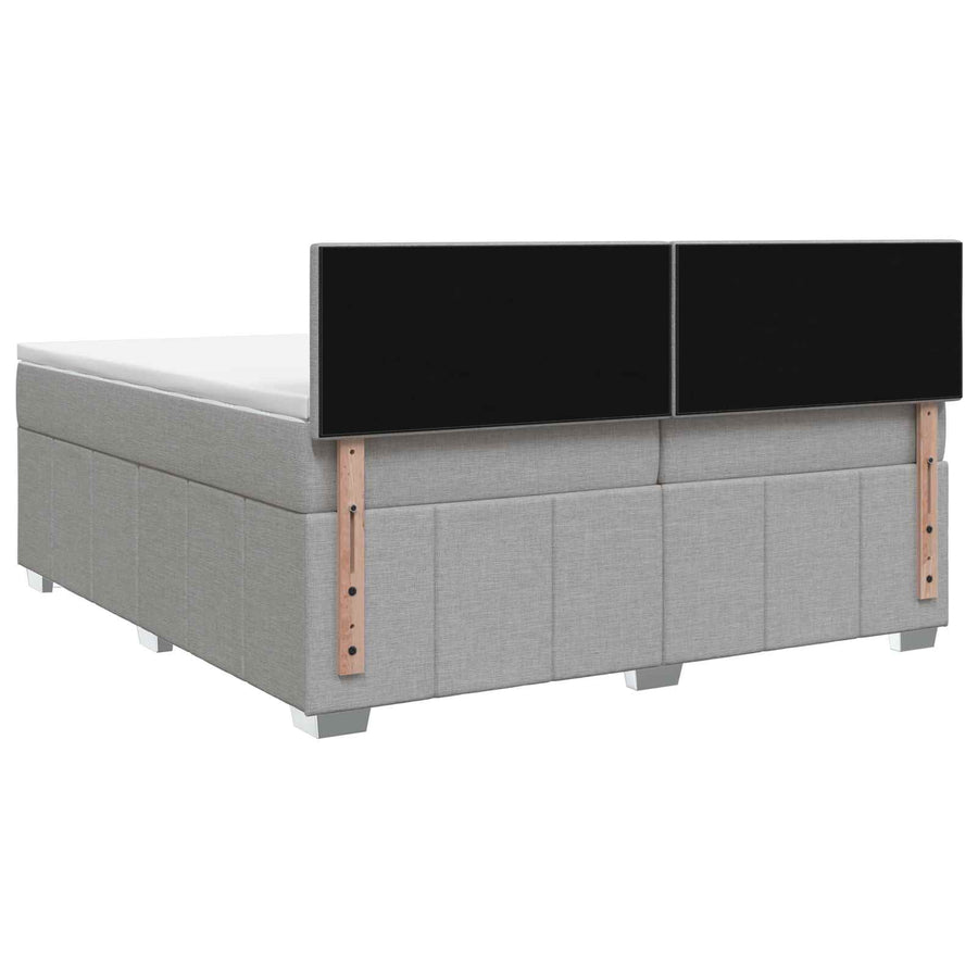 Boxspringbed met matras Lichtgrijs 200 x 200 cm Stof