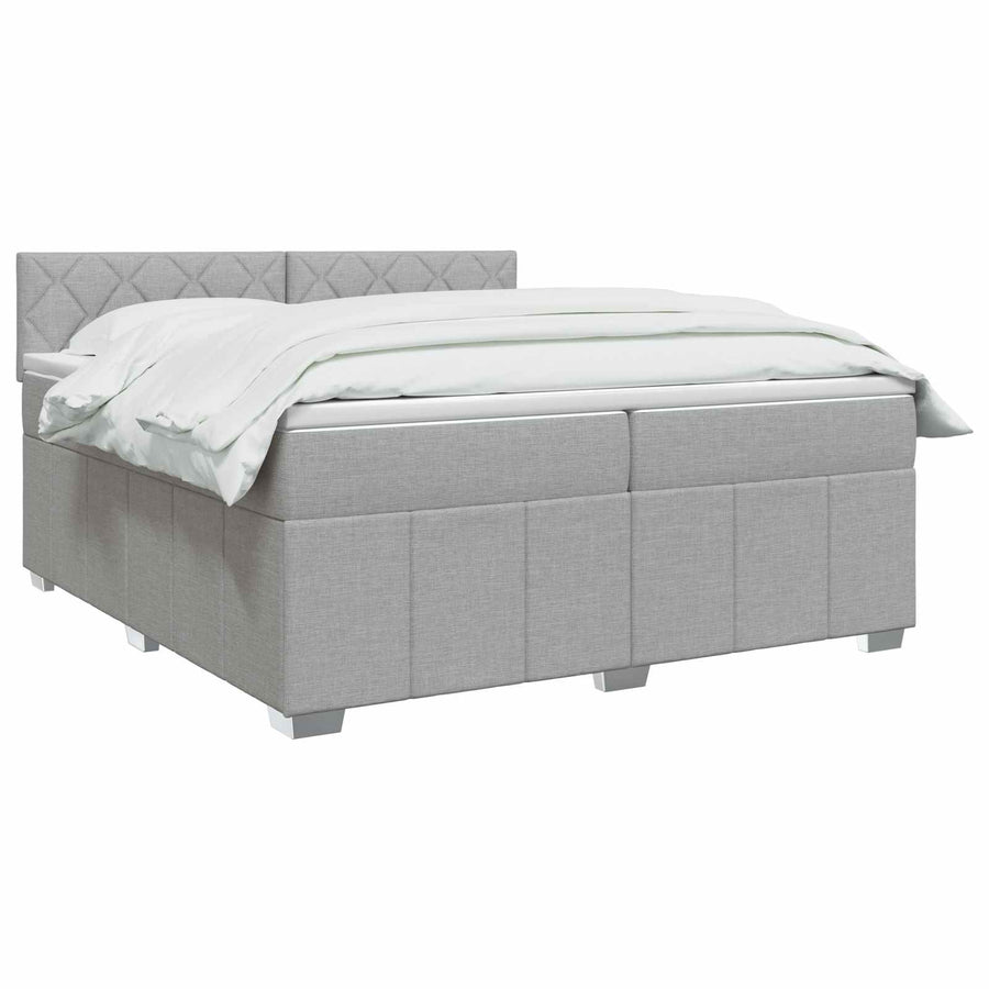 Boxspringbed met matras Lichtgrijs 200 x 200 cm Stof
