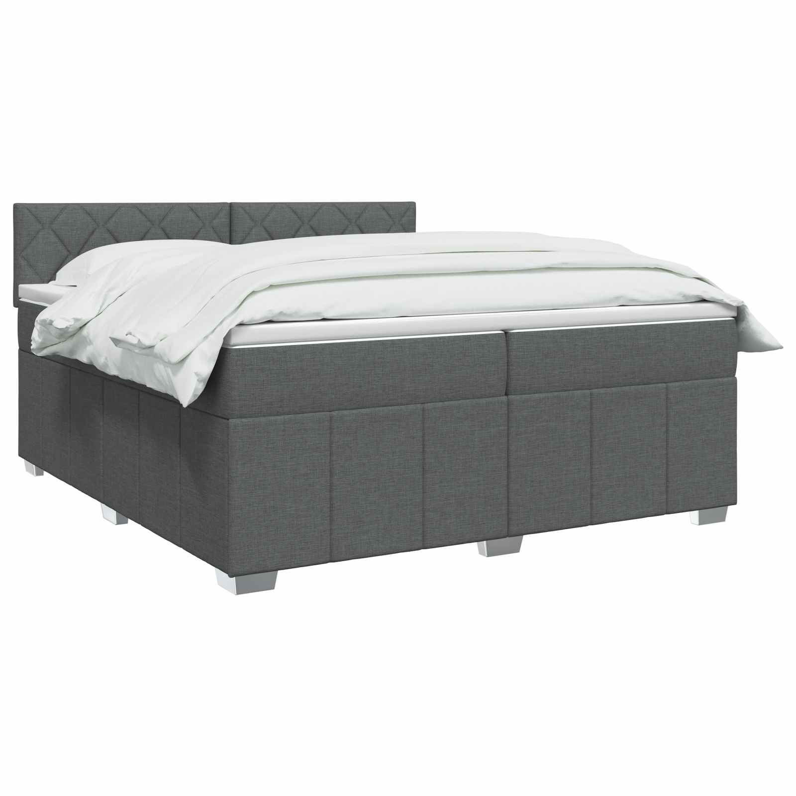 Boxspringbed met matras Donkergrijs 200 x 200 cm Stof