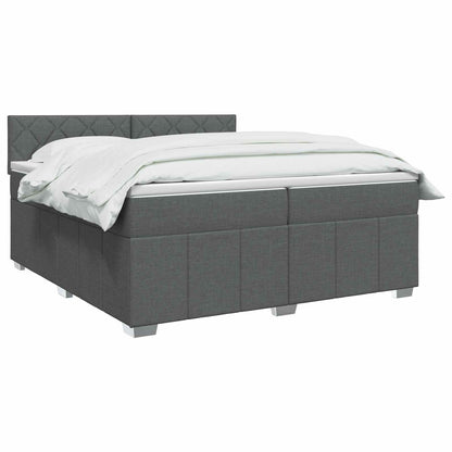 Boxspringbed met matras Donkergrijs 200 x 200 cm Stof