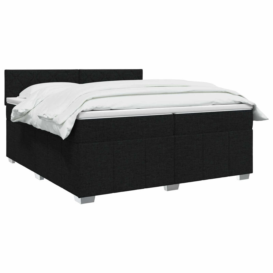 Boxspringbed met matras met hoofdeinde Zwart 200 x 200 cm Stof