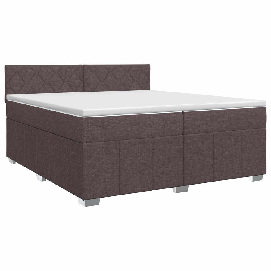 Boxspringbed met matras Donkerbruin 200 x 200 cm Stof