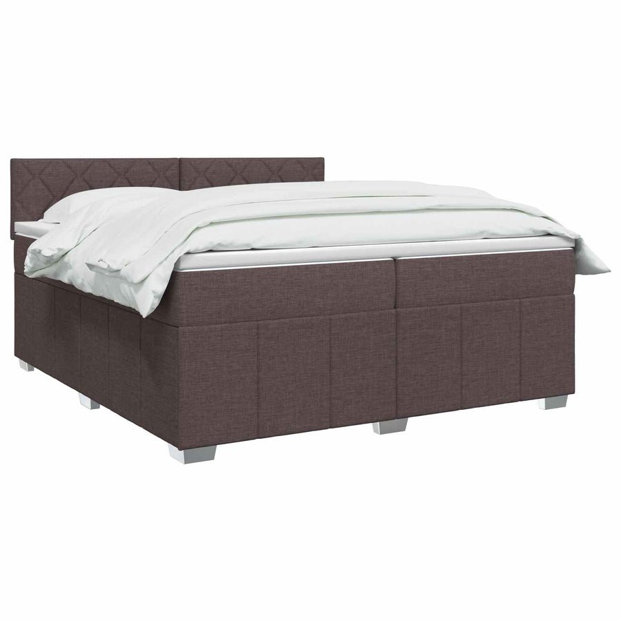 Boxspringbed met matras Donkerbruin 200 x 200 cm Stof