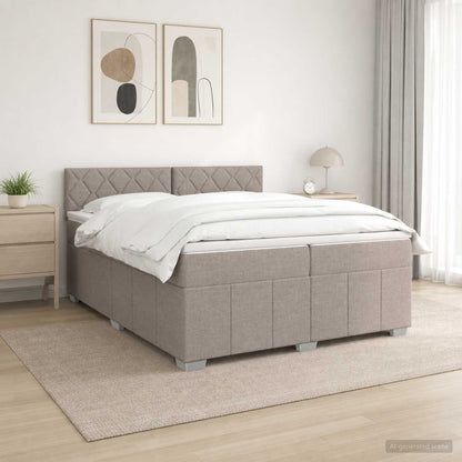 Boxspringbed met matras met hoofdeinde Taupe 200 x 200 cm Stof