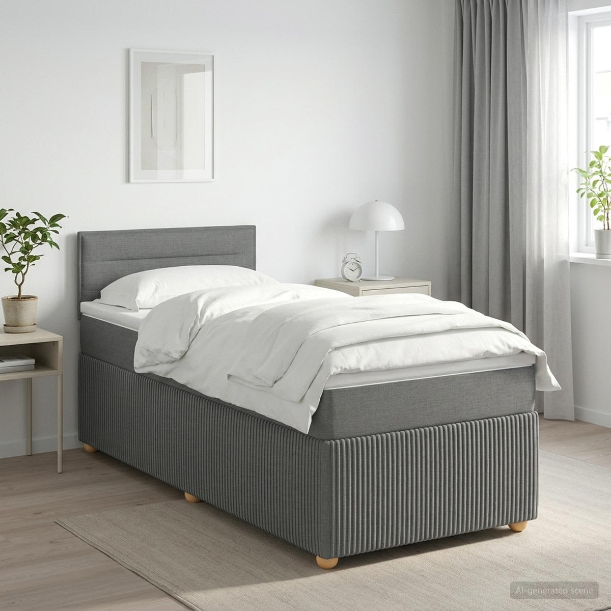 Boxspringbed met matras Donkergrijs 100 x 200 cm Stof