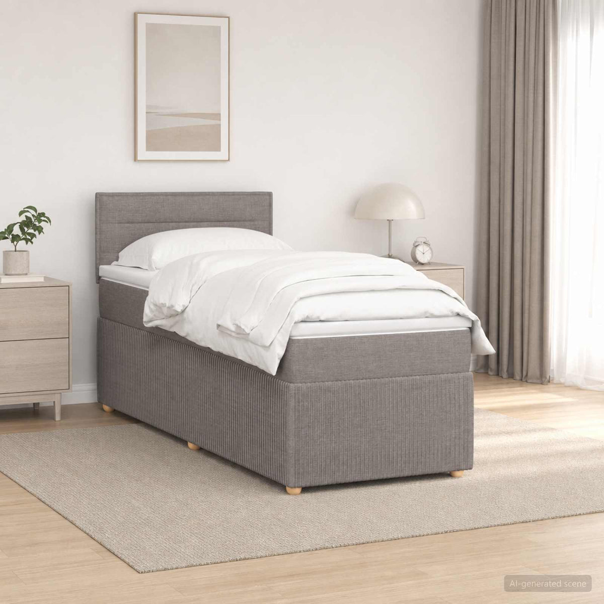Boxspringbed met matras met hoofdeinde Taupe 100 x 200 cm Stof