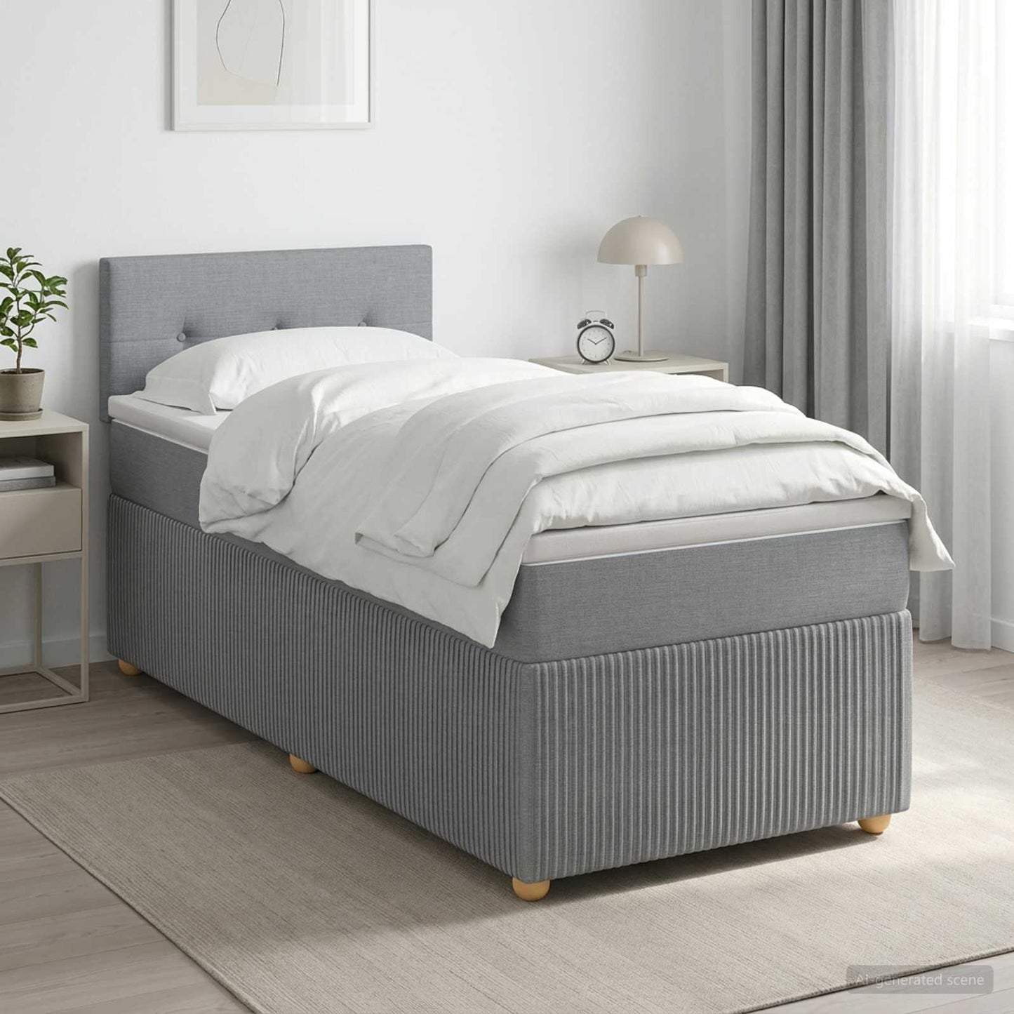 Boxspringbed met matras Lichtgrijs 100 x 200 cm Stof